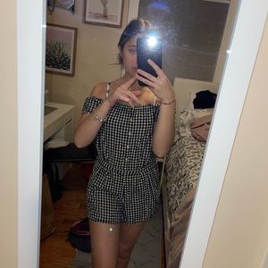 Plaid one piece romper